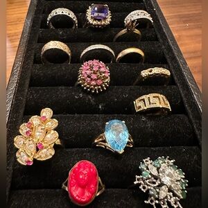 Lot of Junk Drawer Jewelry, Rings, Earrings, Pendants, Necklace